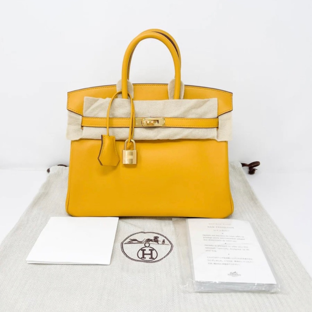 Authentic Hermes Birkin 25 Jaune Ambre Swift Gold Hardware